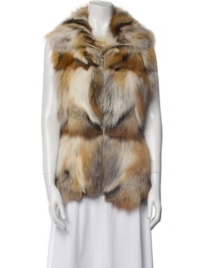 Pre-owned Jocelyn Fox Animal Print Fur Jacket In Neutral