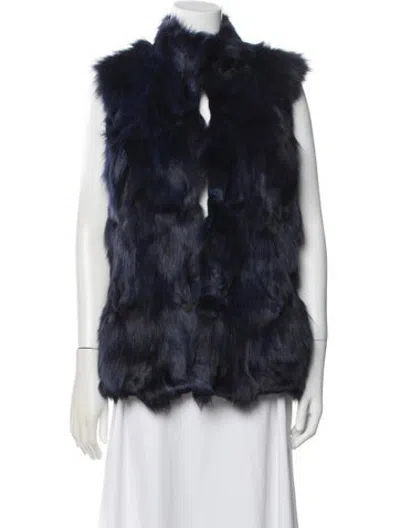 Pre-owned Jocelyn Fox Fur Jacket In Blue