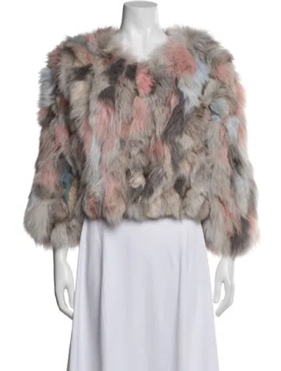 Pre-owned Jocelyn Fox Patterned Faux Fur Jacket In Neutral