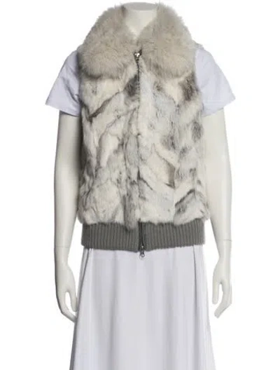 Pre-owned Jocelyn Fur Striped Fur Jacket In Neutral