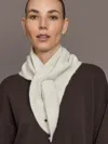 Jocelyn Knit Triangle Pull Thru Scarf With Hand Sewn Beands In White