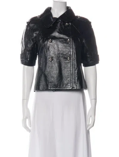 Pre-owned Jocelyn Leather Biker Jacket In Green