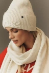 Jocelyn Love Ribbed Knit Beanie In White