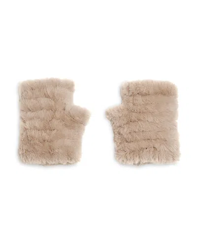 Jocelyn Mandy Faux Fur Fingerless Mittens In Brown
