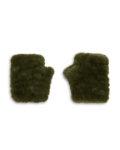 Jocelyn Mandy Faux Fur Fingerless Mittens In Green