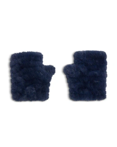 Jocelyn Mandy Faux Fur Fingerless Mittens In Navy