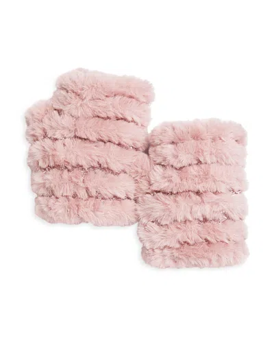 Jocelyn Mandy Faux Fur Fingerless Mittens In Pink