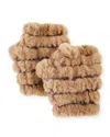 Jocelyn Mandy Fingerless Faux Fur Mittens In Beige