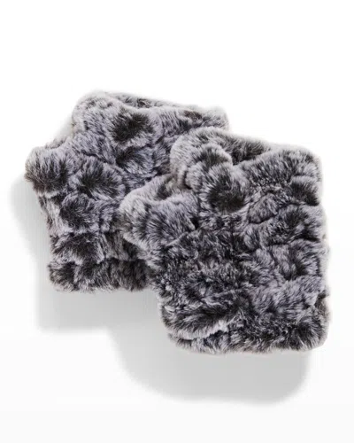 Jocelyn Mandy Fingerless Faux Fur Mittens In Gray