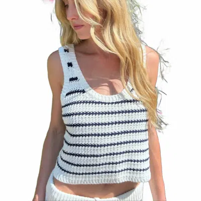 Jocelyn Marina Knit Striped Tank In Navy/white