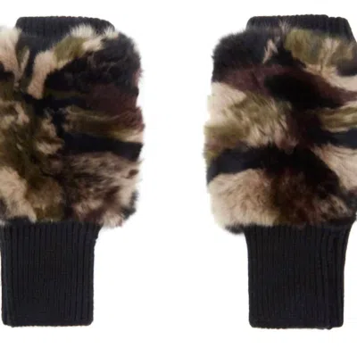 Jocelyn Multi Texty Time Cowl & Mitten Set In Camo In Black