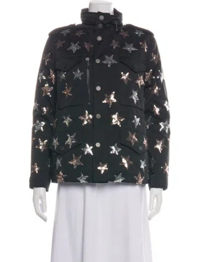 Pre-owned Jocelyn Nylon Graphic Print Jacket In Black