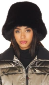 Jocelyn Oversized Faux Fur Bucket Hat In Black