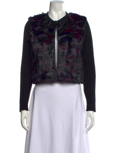 Pre-owned Jocelyn Patterned Open Front Sweater In Black