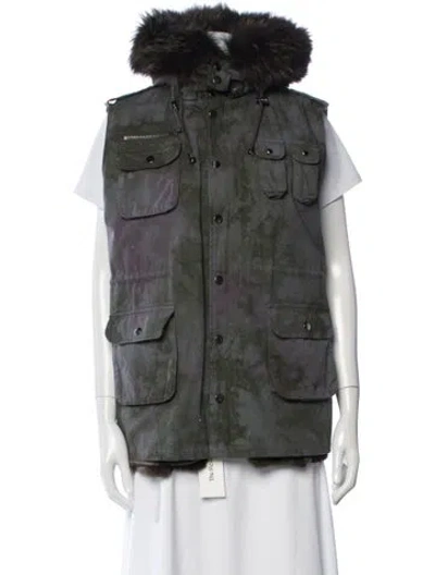 Pre-owned Jocelyn Patterned Utility Jacket In Green