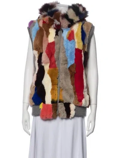Pre-owned Jocelyn Patterned Vest In Red
