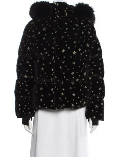 Pre-owned Jocelyn Printed Faux Fur Jacket In Black