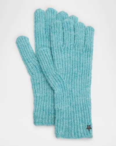 Jocelyn Ribbed Knit Gloves In Light Blue