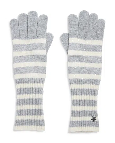 Jocelyn Sequin Striped Gloves In Gray Multi