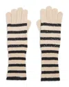 Jocelyn Sequin Striped Gloves In Ivory Multi