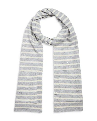 Jocelyn Sequin Striped Scarf In Gray Multi