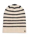 Jocelyn Stripe Sequined Knit Beanie In Ivory Multi