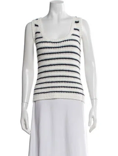 Pre-owned Jocelyn Striped Scoop Neck Sweater W/ Tags In White