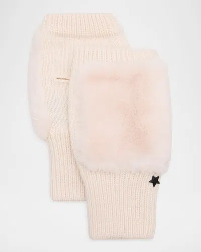 Jocelyn Texty Time Faux Fur Mittens In White