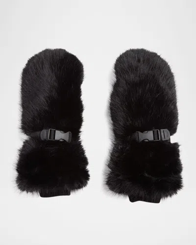 Jocelyn The Nevele Faux Fur Mittens In Black