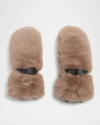 Jocelyn The Nevele Faux Fur Mittens In Brown