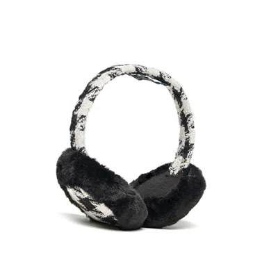 JOCELYN TWEED EARMUFFS WITH FAUX FUR IN BLACK/IVORY