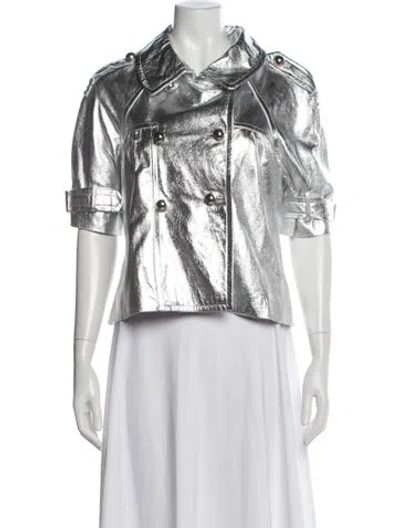 Pre-owned Jocelyn Vintage Leather Jacket In Gold/metallic