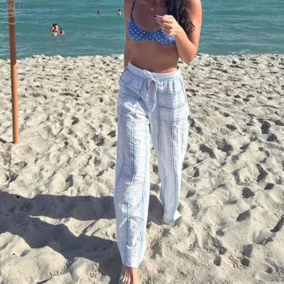 Jocelyn Women's Cotton Beach Pants In Blue In Transparent