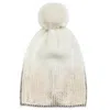 Jocelyn Women Gold Metallic Pom Pom Knit Hat Beanie One Size In Ivory Rose In Multi