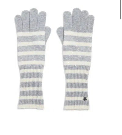 Jocelyn Women's Heaven Striped With Sequins Gloves In Light Grey/white In Gray