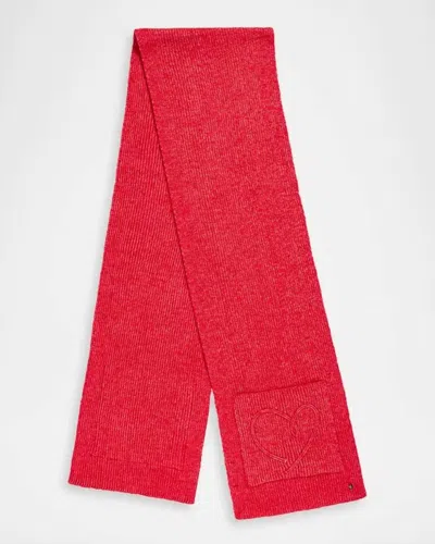 Jocelyn Women's Knit Embroidered Love Scarf In Red