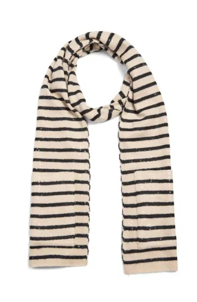 Jocelyn Sequin Striped Scarf In Ivory Multi
