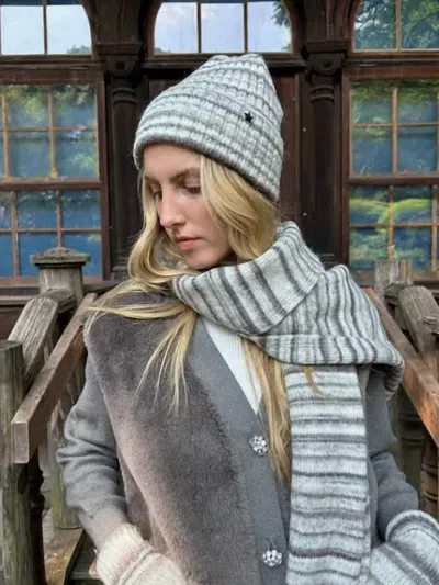 Jocelyn Women's Stripe Scarf In Grey In Gray