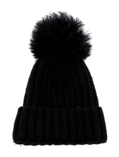 Pre-owned Jocelyn Wool Pom Pom Beanie Hat In Black