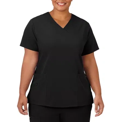 Jockey 2206 Womens Plus V Neck Short Sleeve Scrub Top In Black