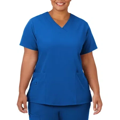 Jockey 2206 Womens Plus V Neck Short Sleeve Scrub Top In Blue