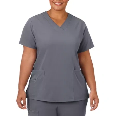 Jockey 2206 Womens Plus V Neck Short Sleeve Scrub Top In Gray