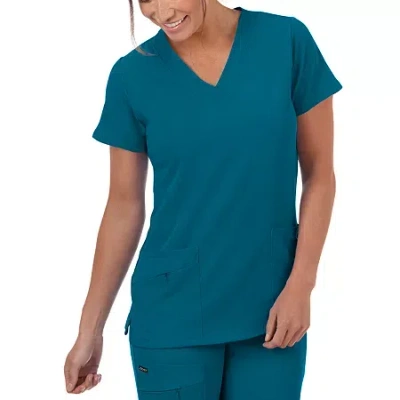 Jockey 2206 Womens V Neck Short Sleeve Scrub Top In Blue