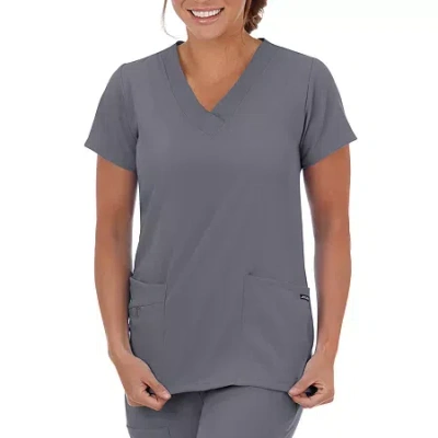 Jockey 2206 Womens V Neck Short Sleeve Scrub Top In Gray
