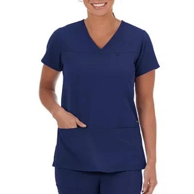 Jockey 2299 Womens V Neck Short Sleeve Stretch Fabric Scrub Top In Blue