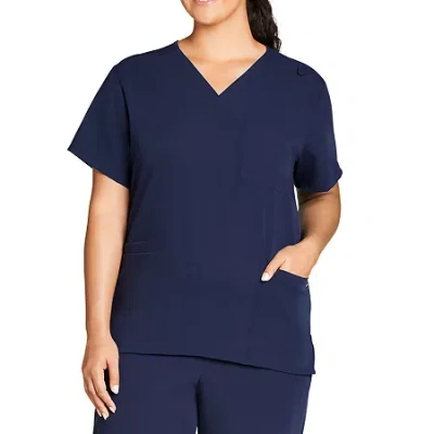 Jockey 2371 Unisex Adult Big V Neck Short Sleeve Stretch Fabric Scrub Top In Blue