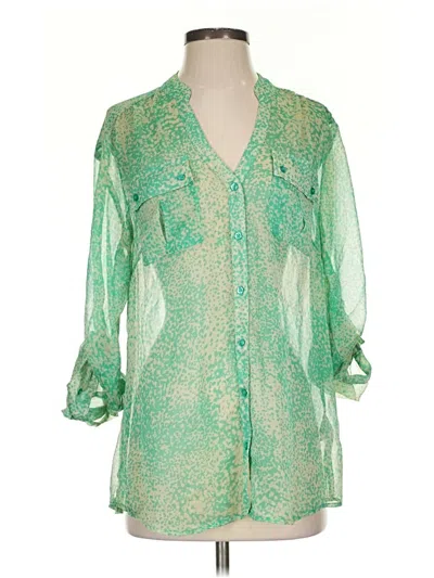 Pre-owned Jockey 3/4 Sleeve Blouse In Green