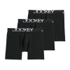 Jockey Active Stretch Mens 3 Pack Long Leg Boxer Briefs 8798 In Black
