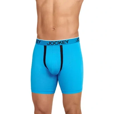 Jockey Chafe Proof Microfiber Mens 3 Pack Boxer Briefs 9251-004 In Blue