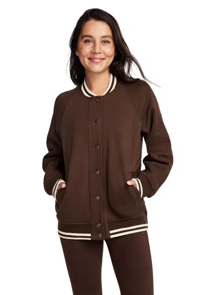 Jockey Cotton Blend Varsity Jacket In Walnut
